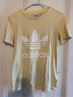 adidas Pale Yellow Tee with White Trefoil
